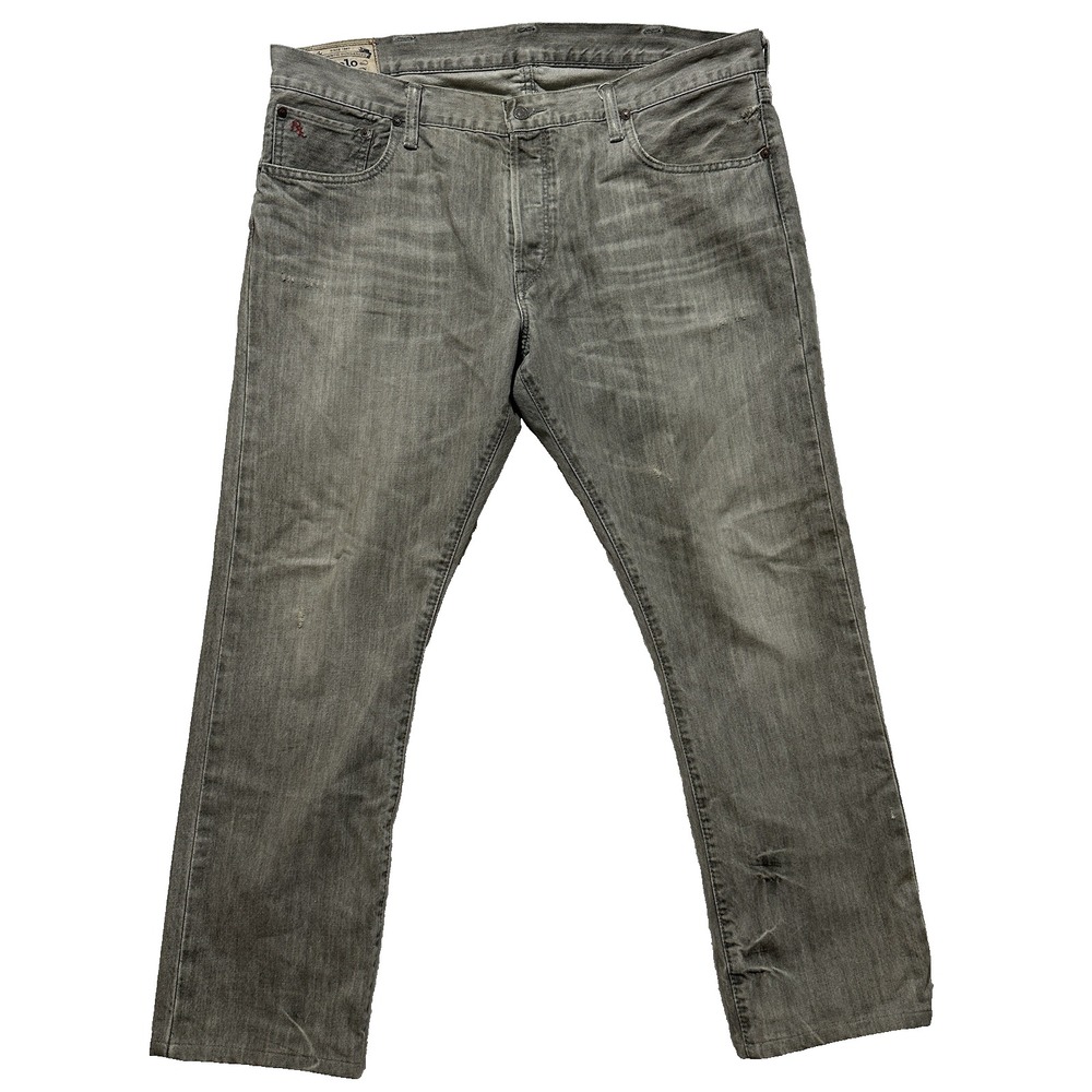 Polo Ralph Lauren Varick Slim Straight Jeans Gray Light Wash Denim Size 38